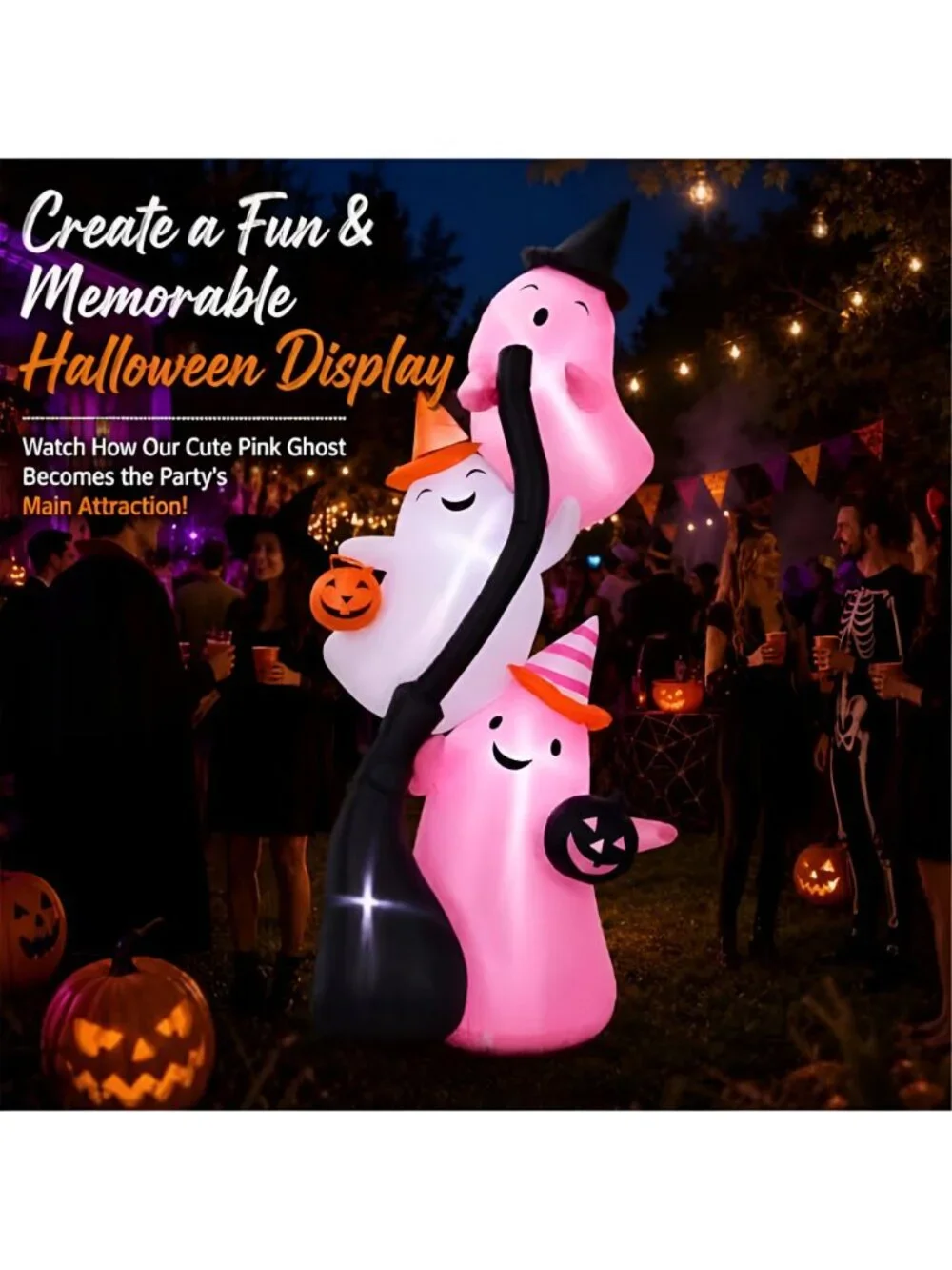 9.8 ft Pink Halloween Inflatable Ghost Outdoor Decoration